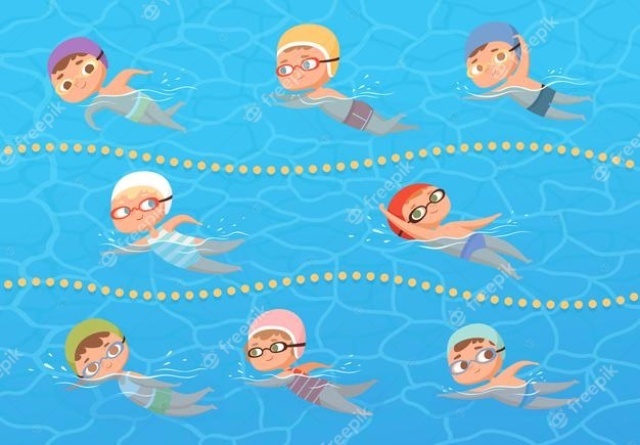 ninos piscina agua ninos deporte educacion natacion leccion dibujos animados clipart 80590 9453